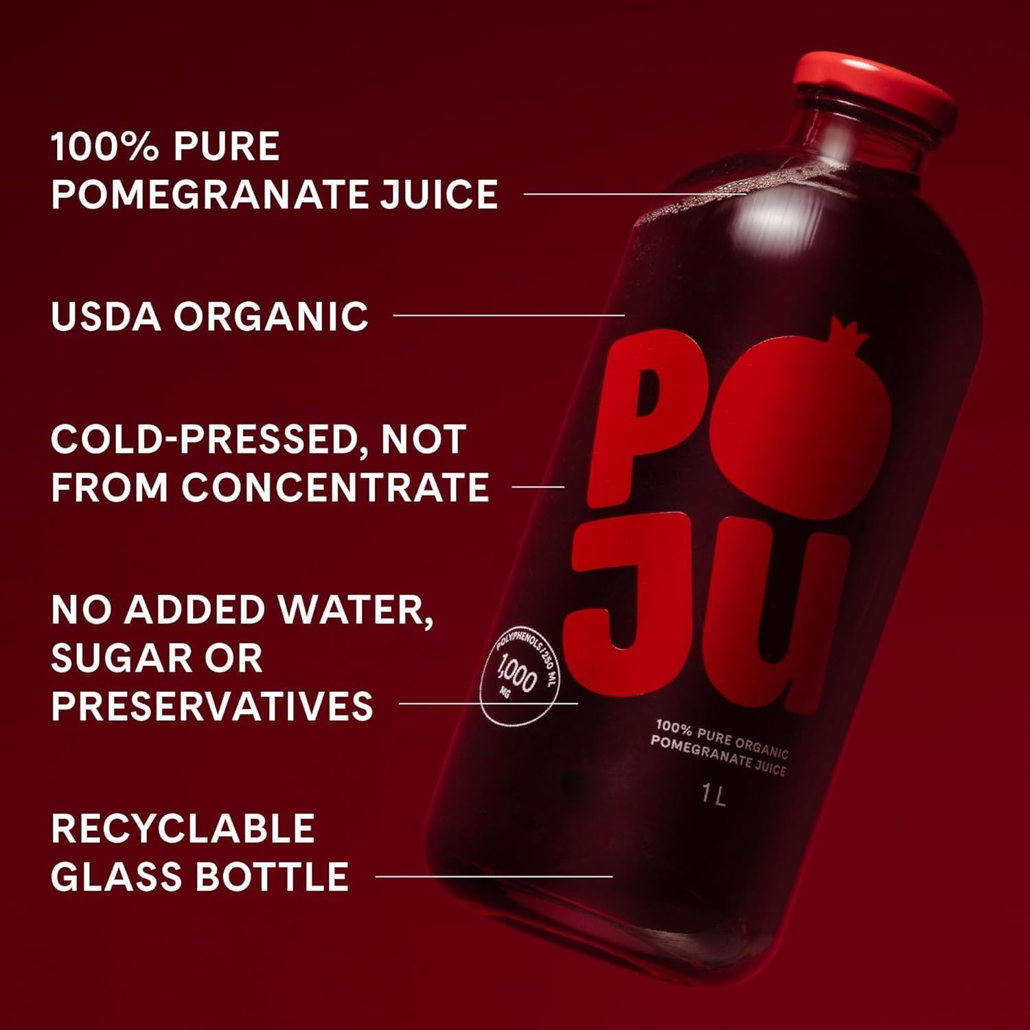 POJU bottle on wooden table in kitchen, suggesting everyday use and natural ingredients