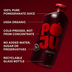 POJU bottle on wooden table in kitchen, suggesting everyday use and natural ingredients
