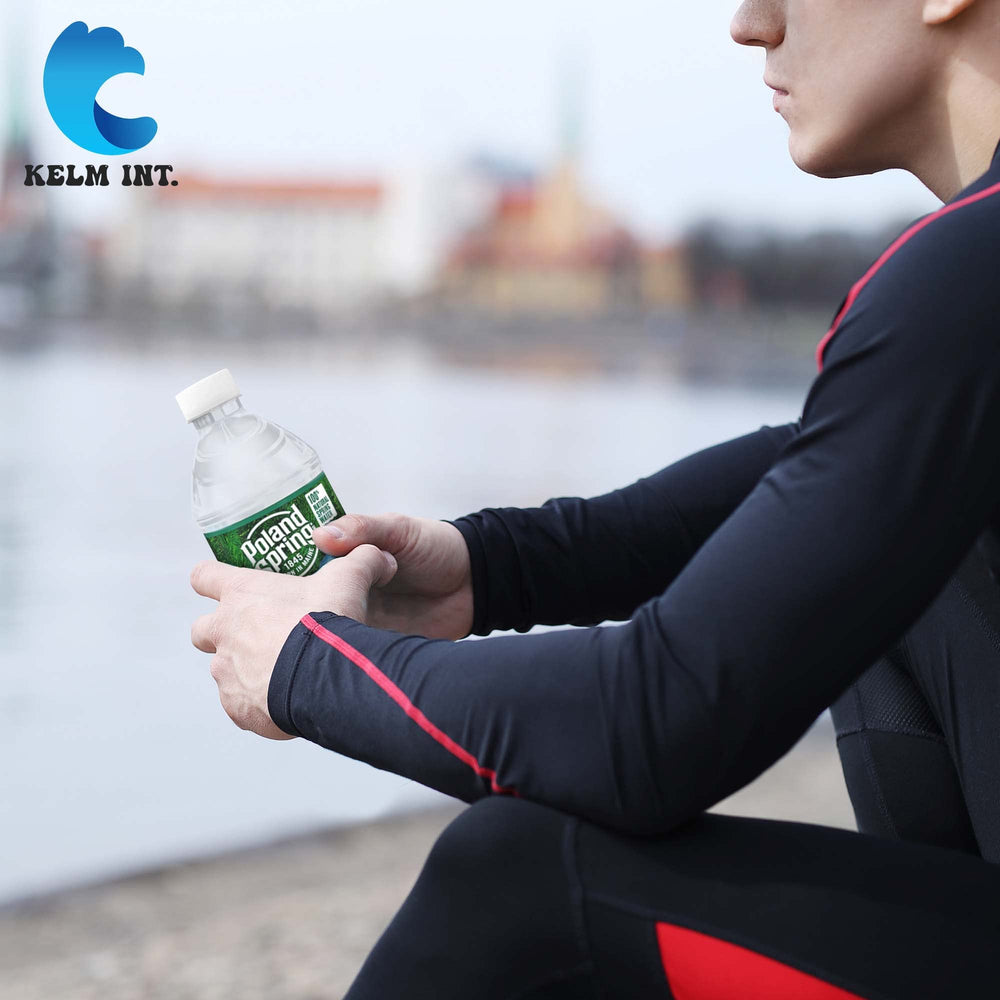Kelm Int. Poland Spring side profile highlights compact shape for easy carrying