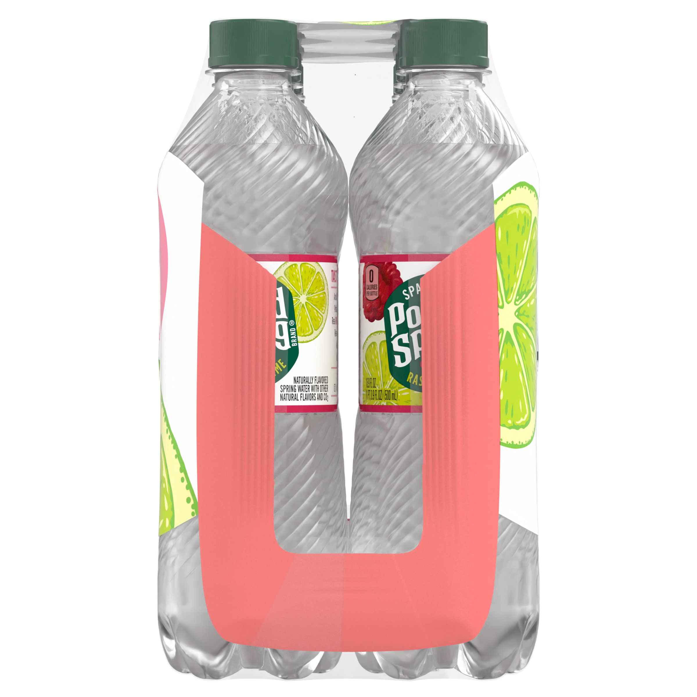 Poland Spring raspberry lime pouring into glass with effervescent bubbles for refreshment