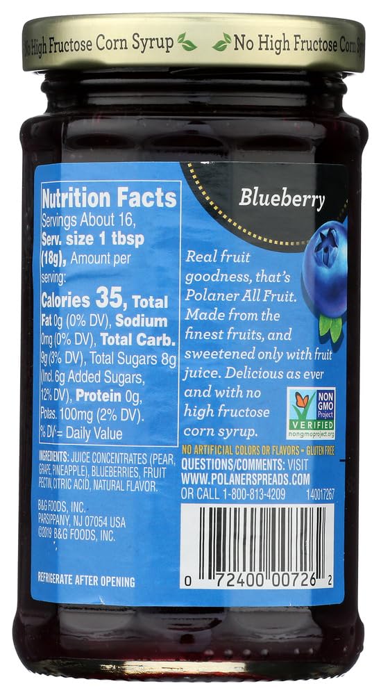 Polaner blueberry spread on toast showing serving suggestion and quick breakfast benefit