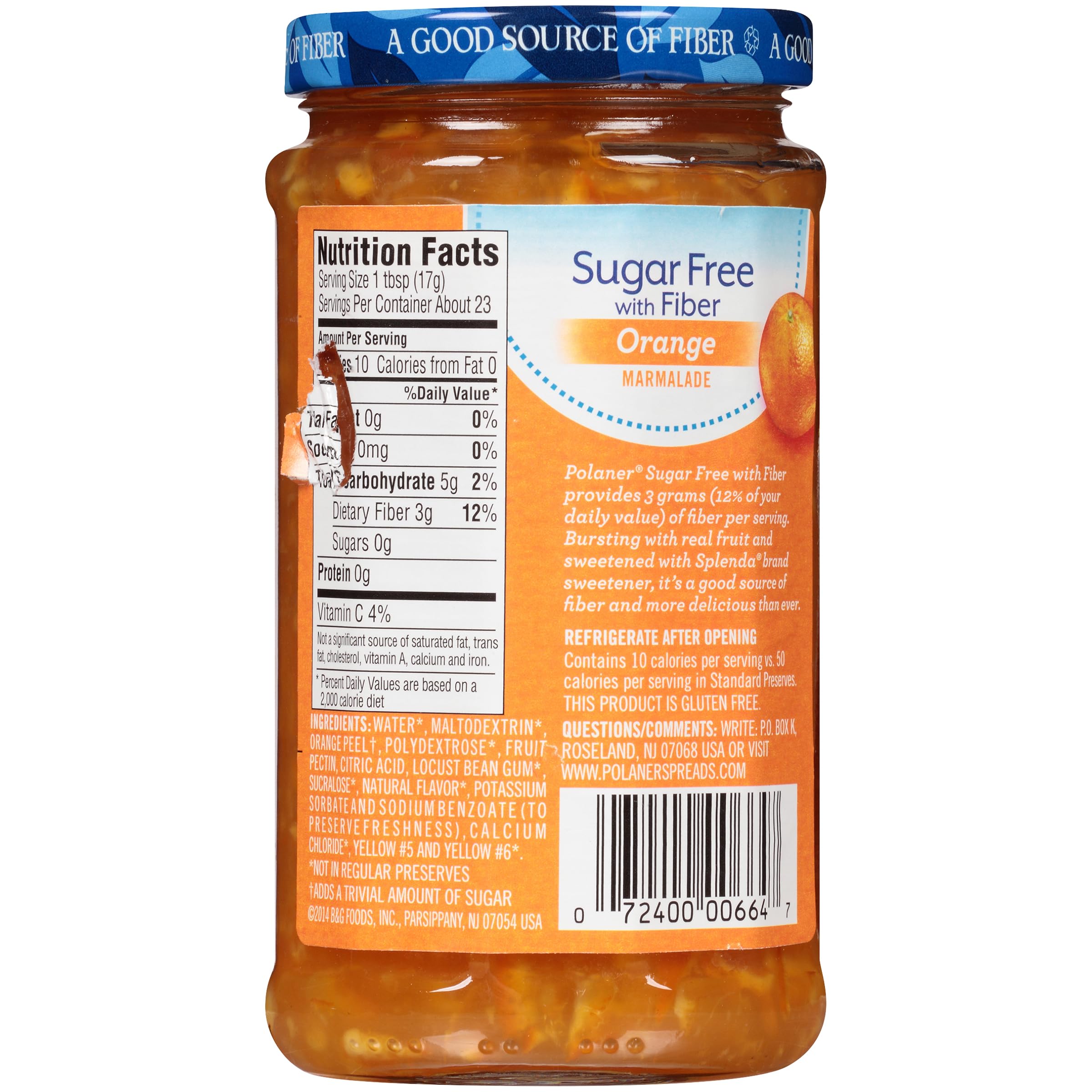 Polaner close-up of orange peel pieces highlighting authentic marmalade texture