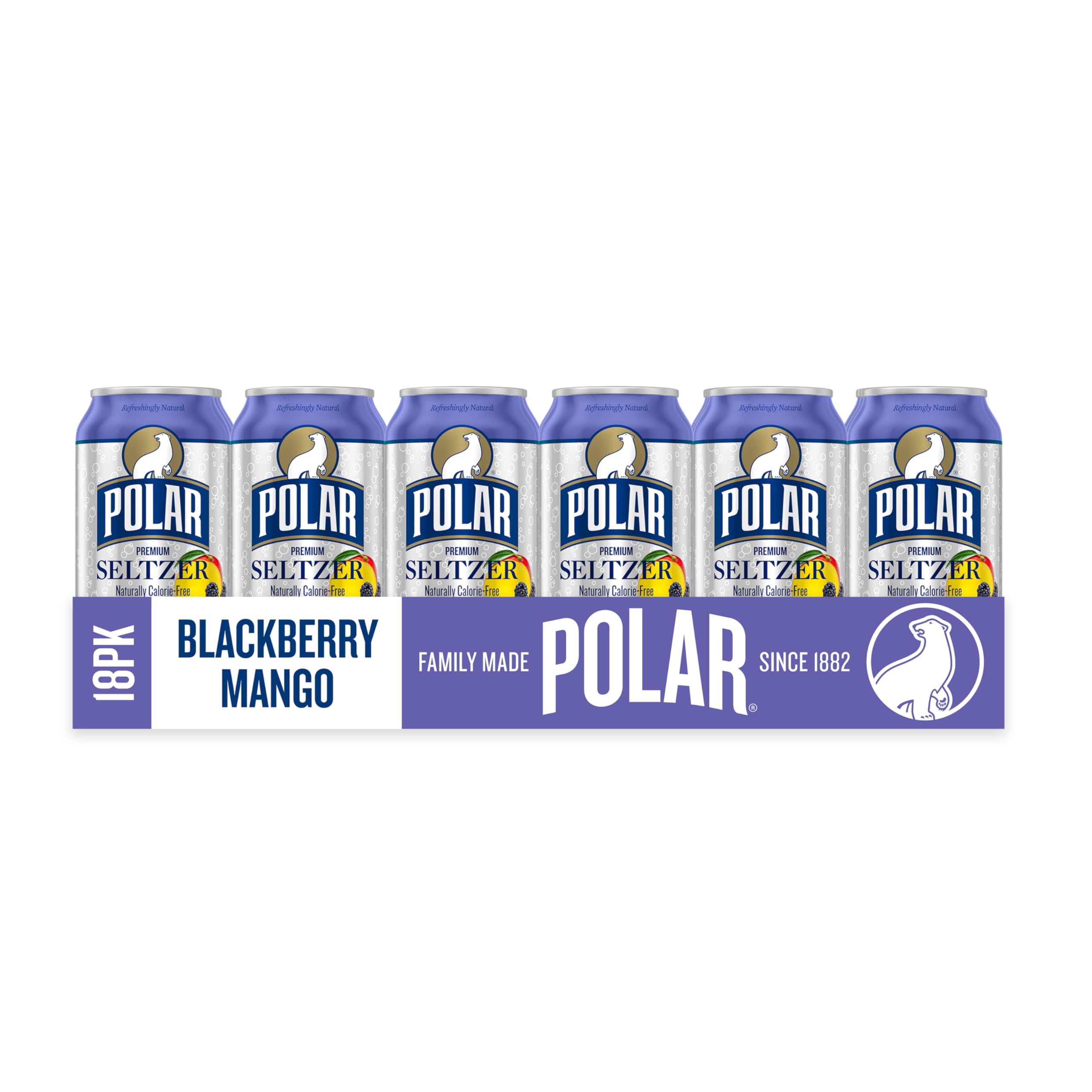 Polar can close-up highlighting condensation and tiny bubbles for crispness
