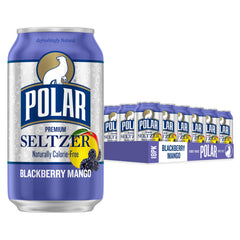 Polar can front view showing blackberry mango label and refreshing look
