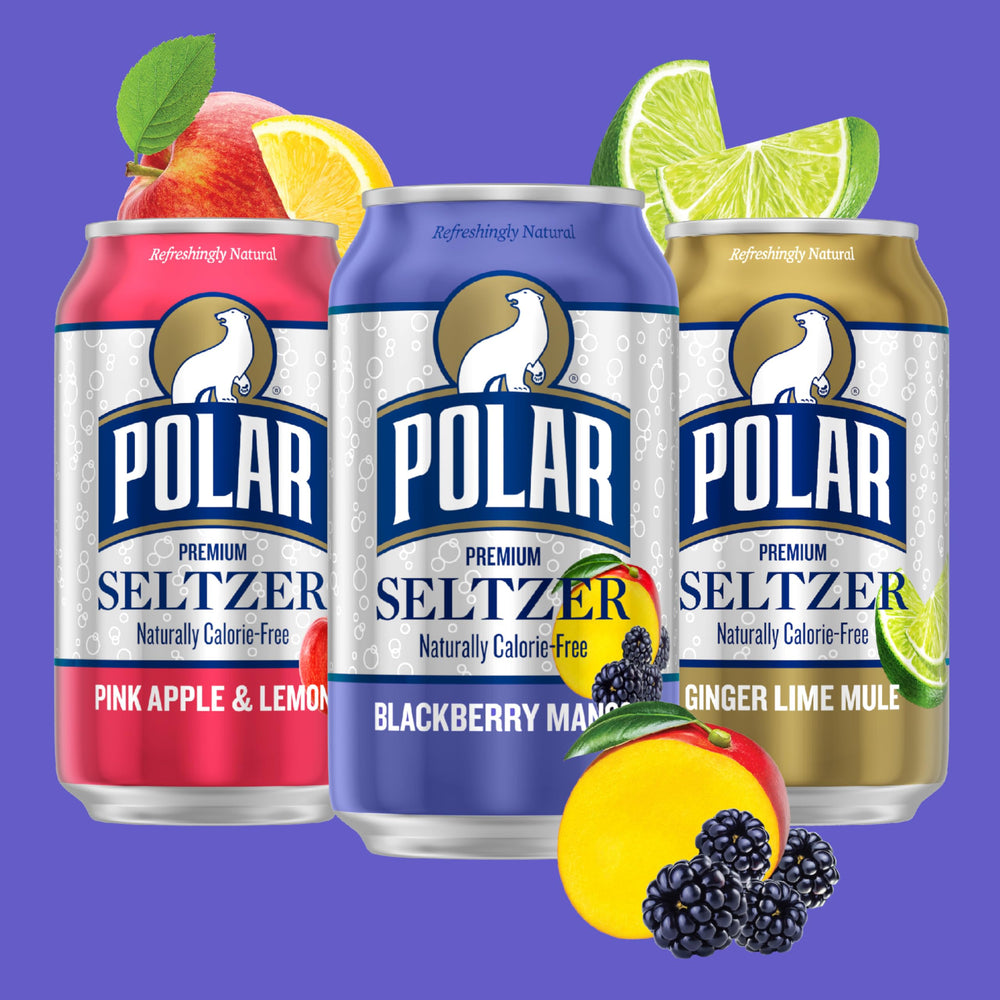 POLAR side label of Ginger Lime Mule can highlighting natural ingredients and mixer use