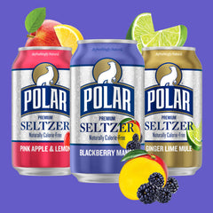 POLAR side label of Ginger Lime Mule can highlighting natural ingredients and mixer use