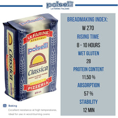 POLSELLI close-up of fine Type 00 flour texture aiding smooth dough