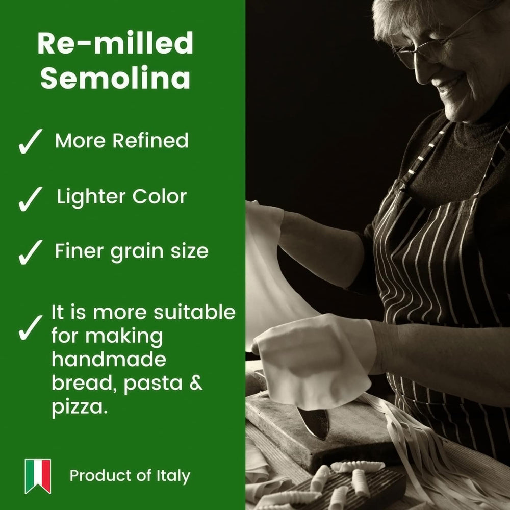 POLSELLI hands kneading dough using semola demonstrating elasticity and easy handling benefit