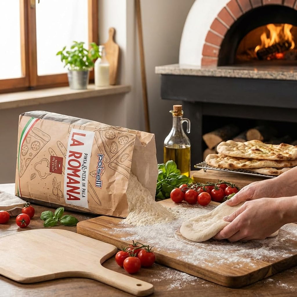 POLSELLI ingredients label with W360 and sourdough powder info for recipe precision