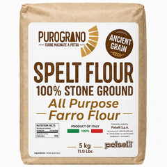 POLSELLI front packaging showing 5 kg bag and clear labeling benefit traceable Italian milling