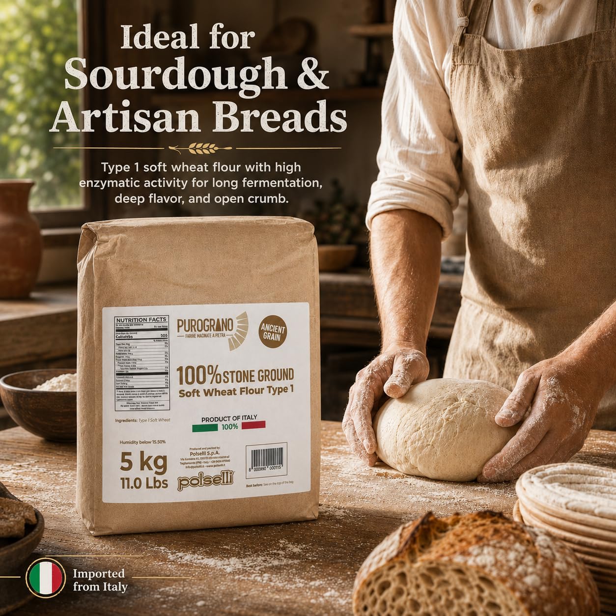 POLSELLI fresh pasta dough using farro flour demonstrating pliability and taste