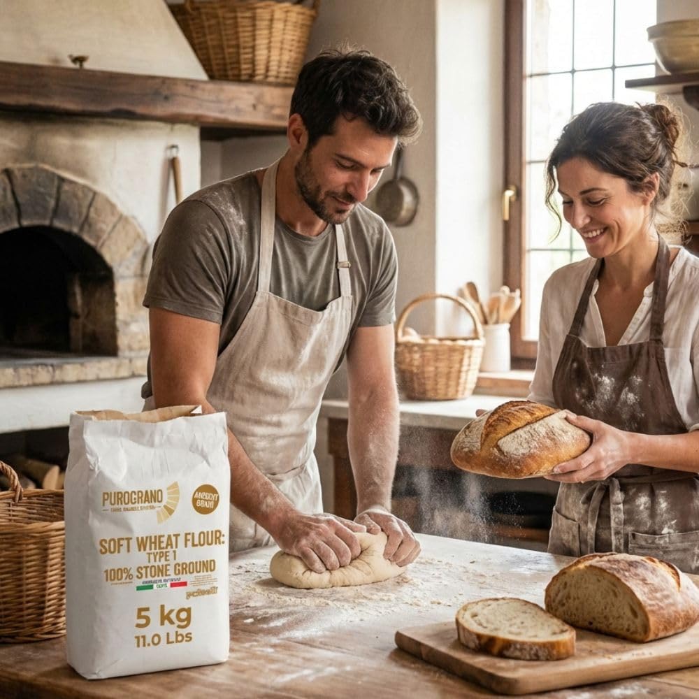 POLSELLI 5 kg bag beside scale and ruler showing true weight and size for bakers