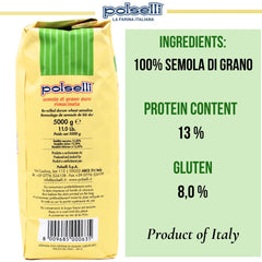 POLSELLI fine semola texture close-up highlighting smooth grind and consistent hydration