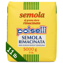 POLSELLI front packaging of 5 kg semola rimacinata showing product identity and authenticity