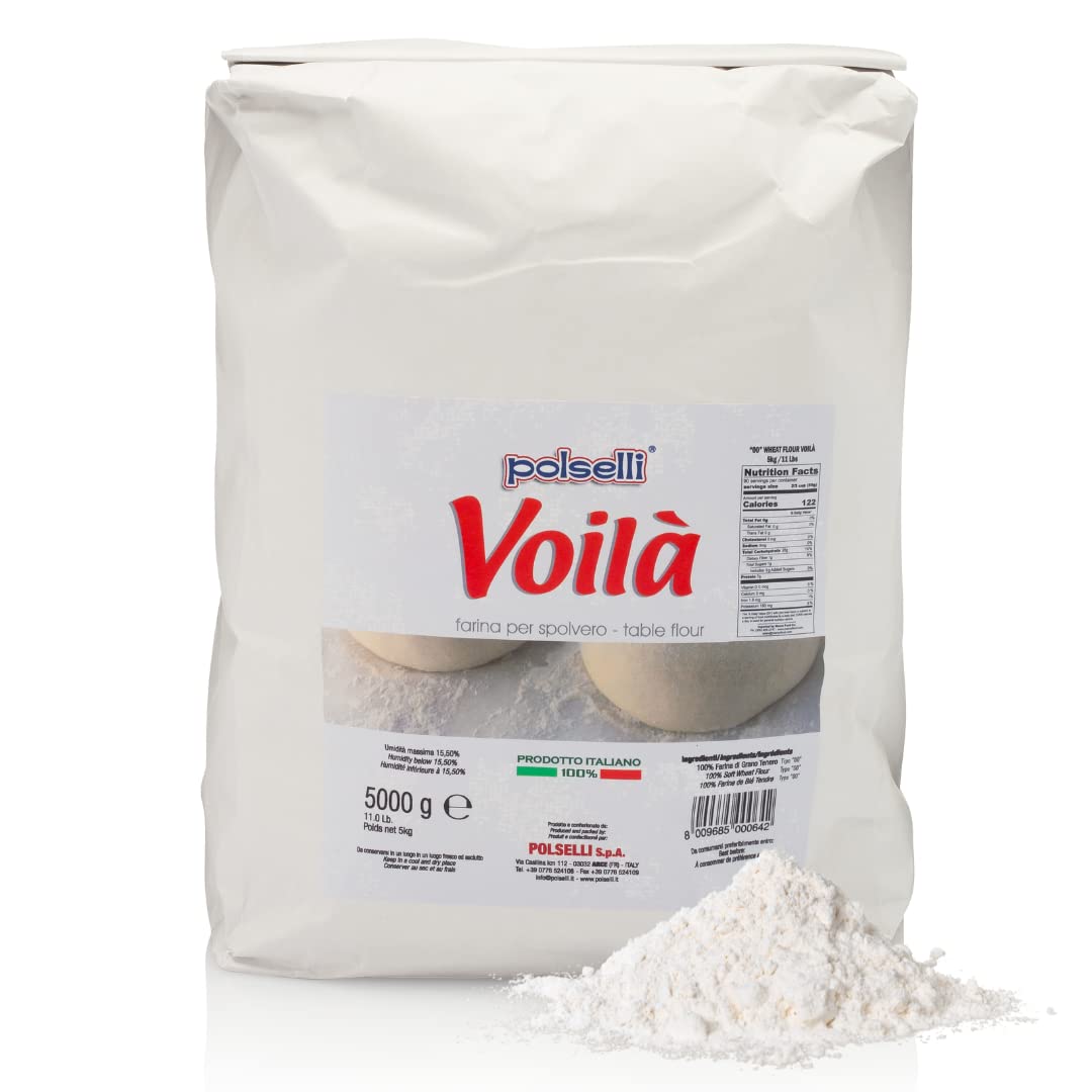 POLSELLI Voila front packaging showing 5 kg Italian flour benefit clarity
