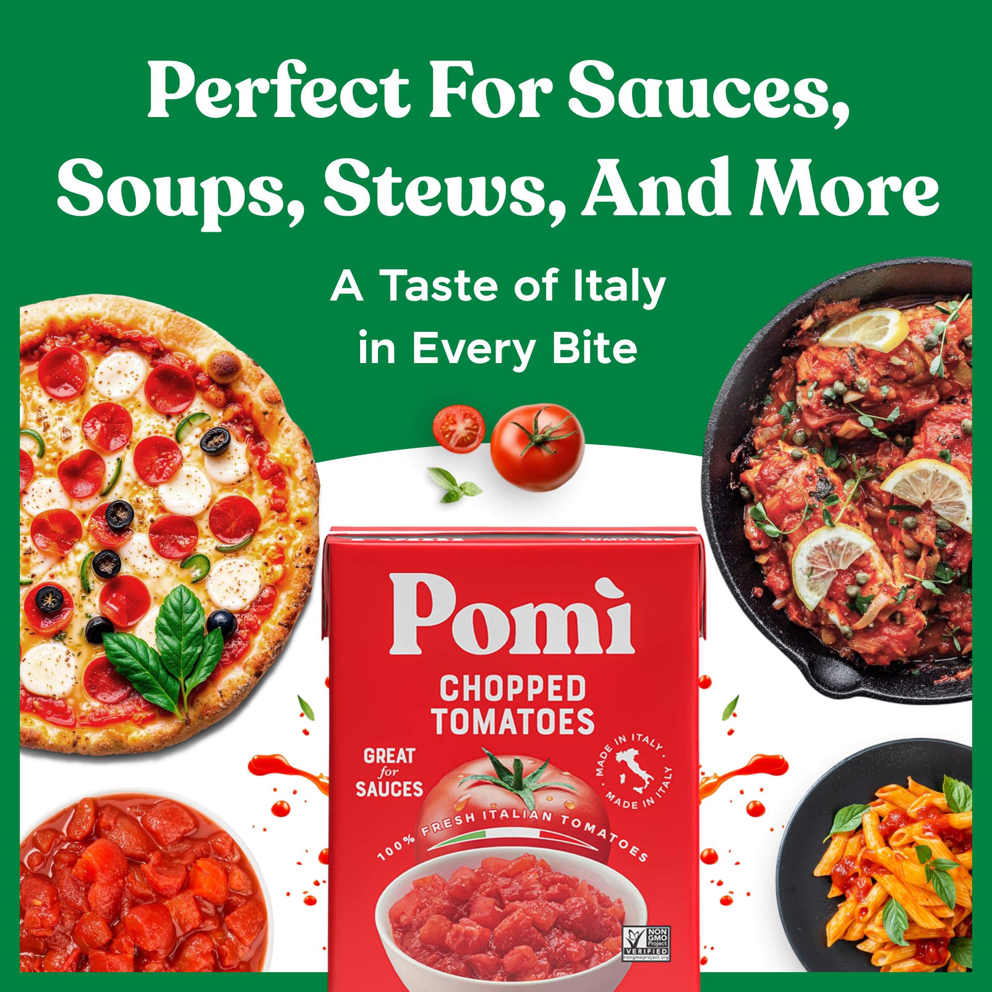 Bowl of tomato sauce made with Pomì showing rich, authentic flavor