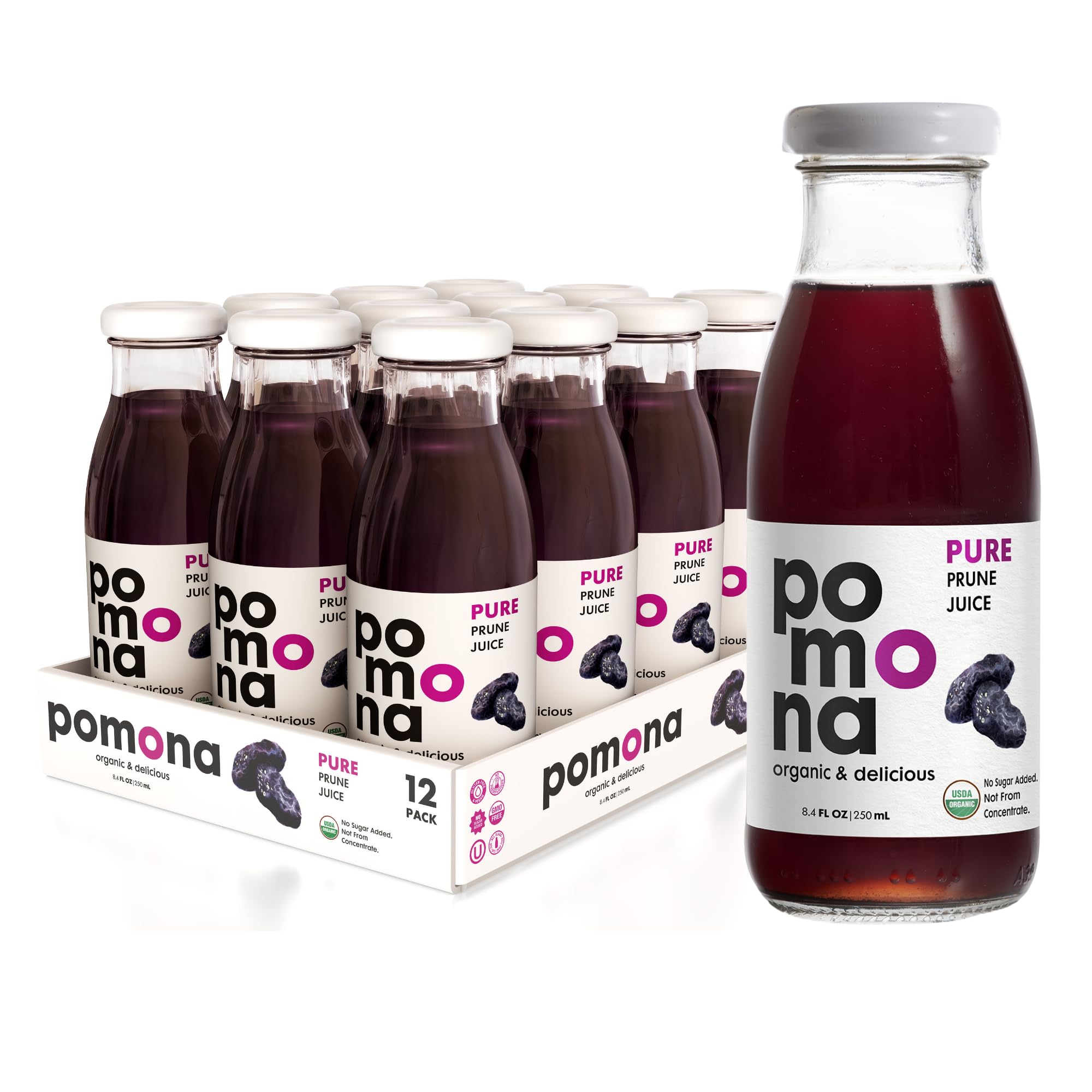 Pomona Organic front bottle view showing clear label and organic branding benefits