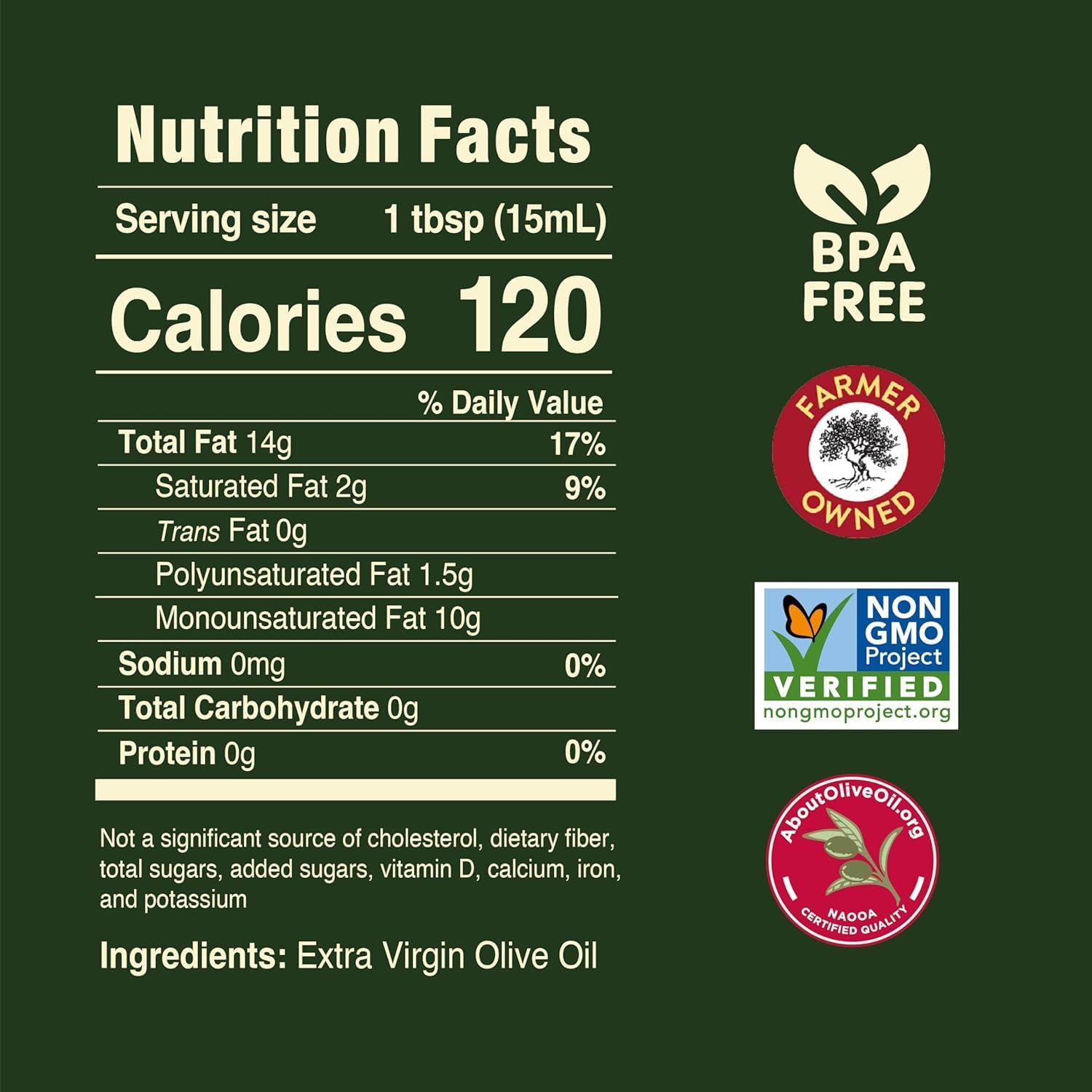 Pompeian label closeup emphasizing certifications and authentic extra virgin quality