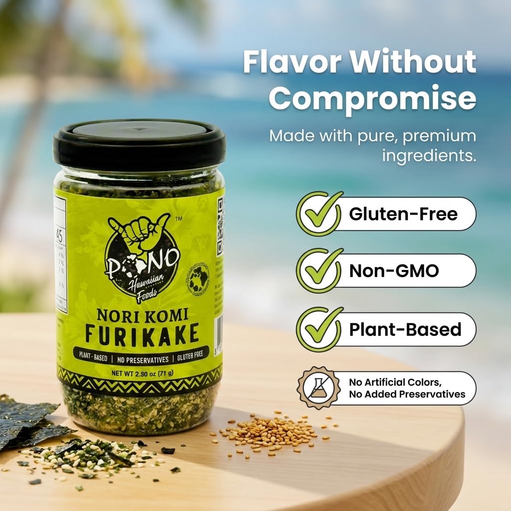 Pono Hawaiian furikake finished on grilled fish adding umami and visual appeal