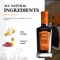 PONTI balsamic drizzled on salad adding depth and glossy finish