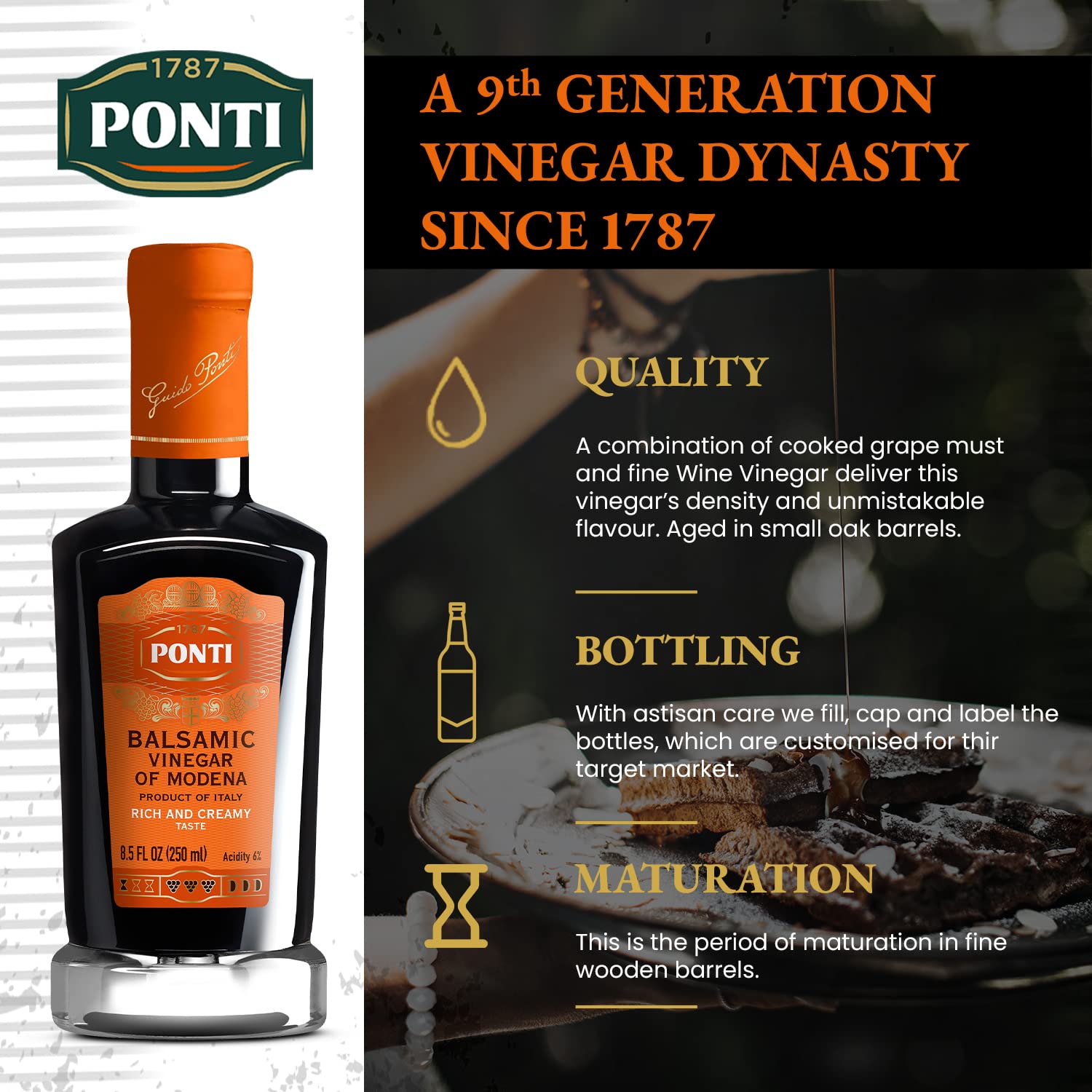 PONTI bottle neck and cap highlighting secure closure and freshness