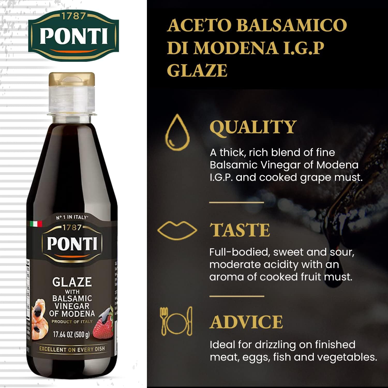 Ponti glaze bottle next to common jar demonstrating large 17.64 oz size