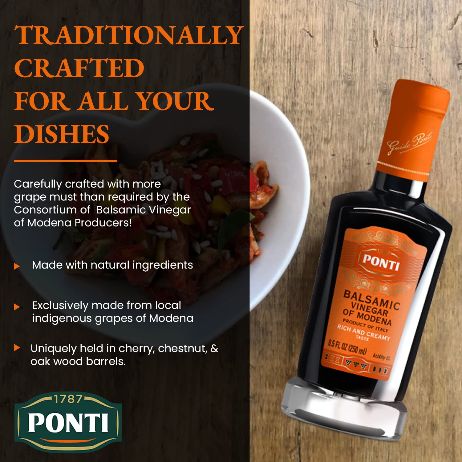PONTI balsamic drizzled over ice cream enhancing sweet contrast