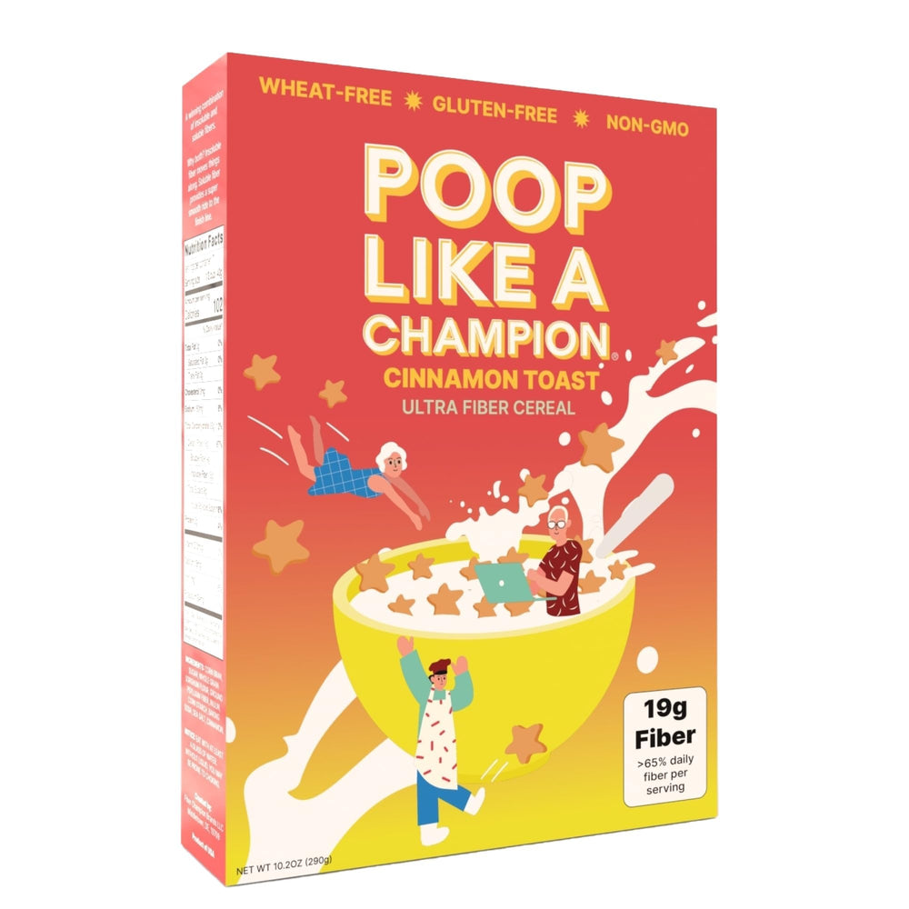 Poop Like a Champion cereal beside oatmeal bowl comparing low carb alternative