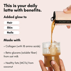 Pop & Bottle open can top view showing pour-ready latte and portion control