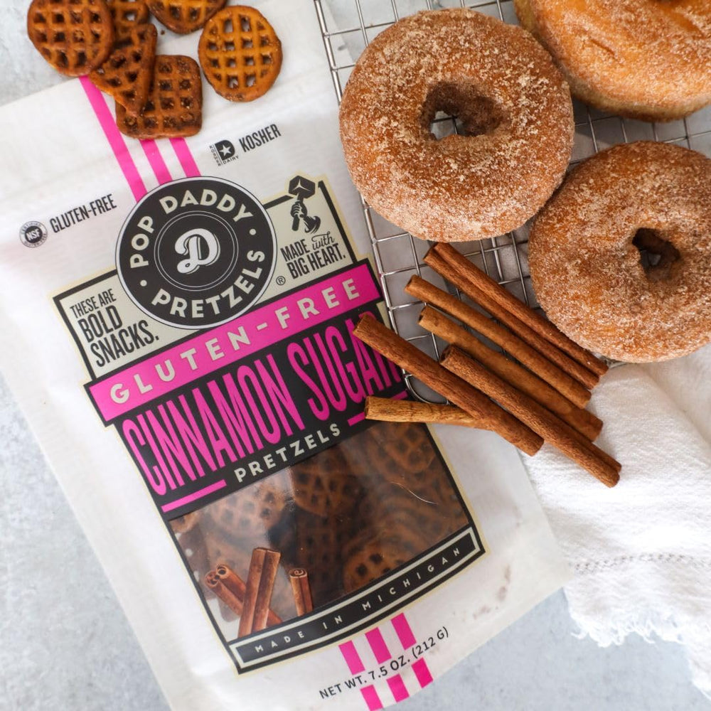 Pop Daddy close-up of cinnamon sugar coating highlighting sweet flavor