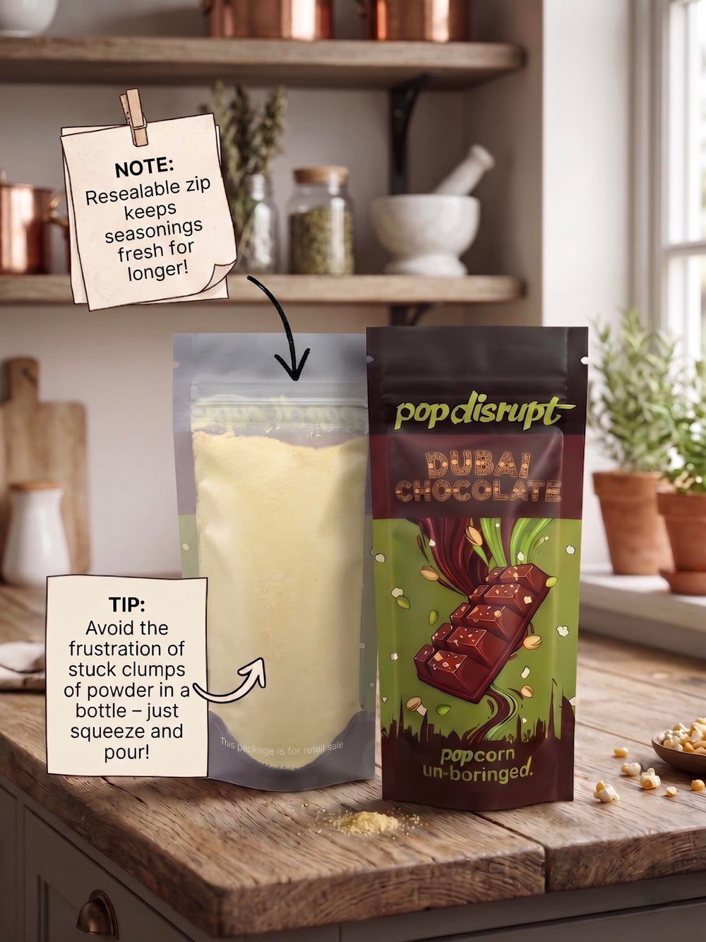 Pop Disrupt jars in hand for scale showing compact, giftable portion sizes