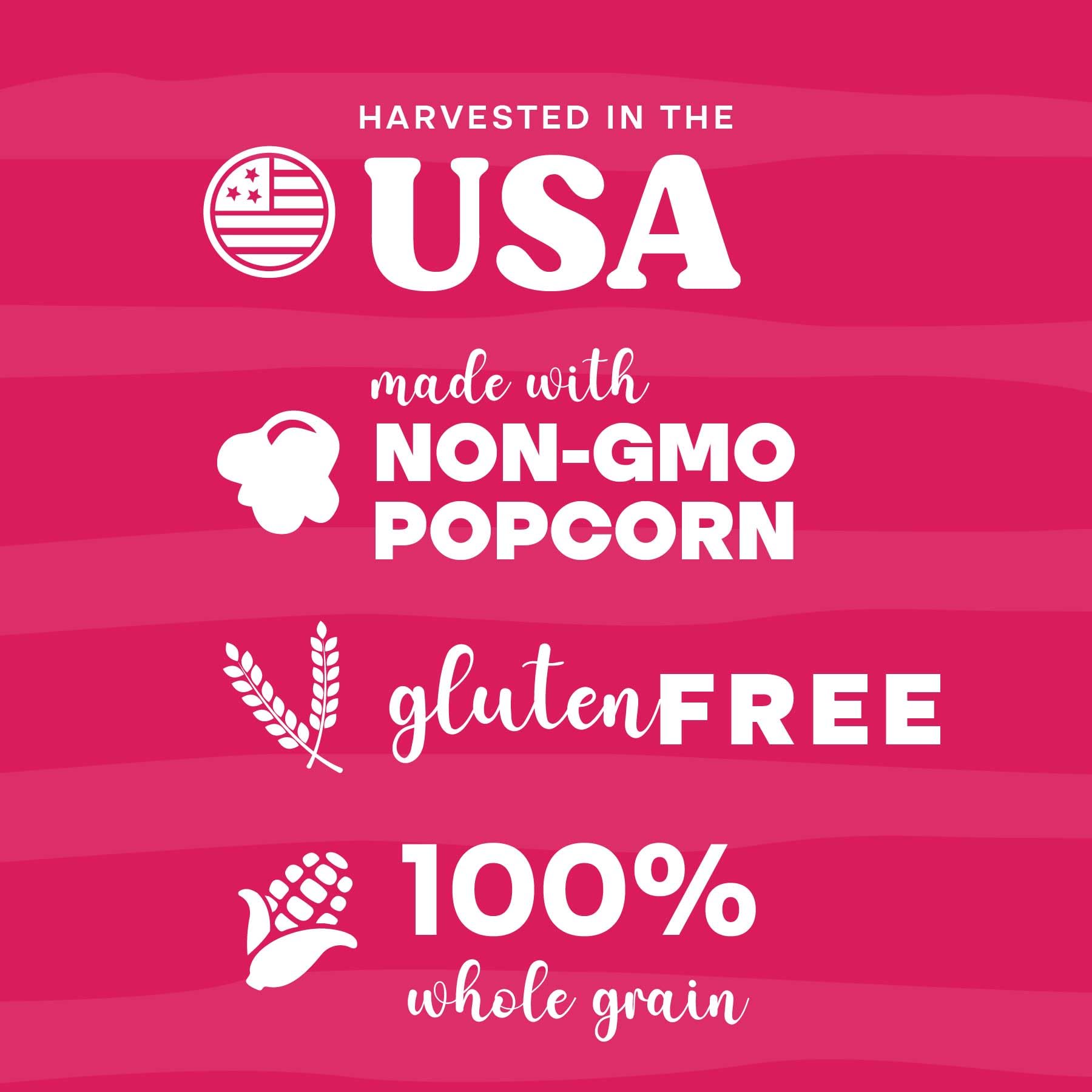 Pop n' Dulge label close-up showing Non-GMO and OU-D Kosher badges