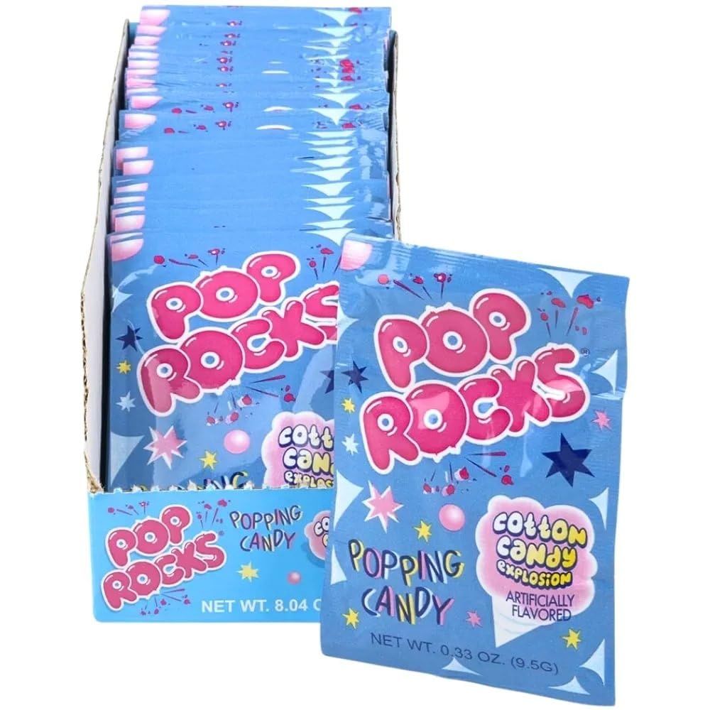 Pop Rocks front packaging showing cotton candy flavor and count for easy selection