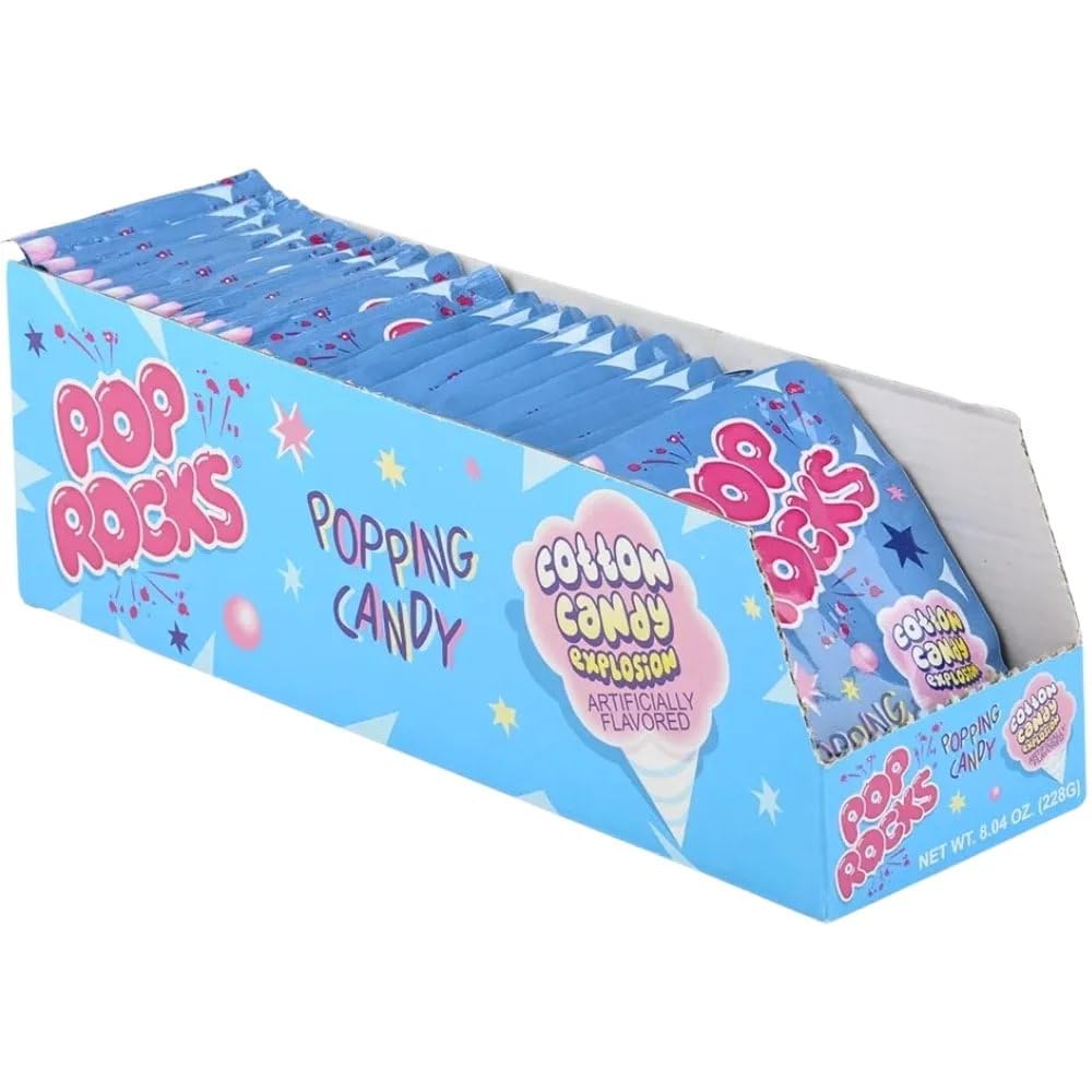 Pop Rocks packet beside hand for scale showing compact 0.33 oz portion size
