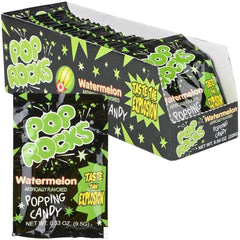 Pop Rocks front packaging showing watermelon branding and convenience