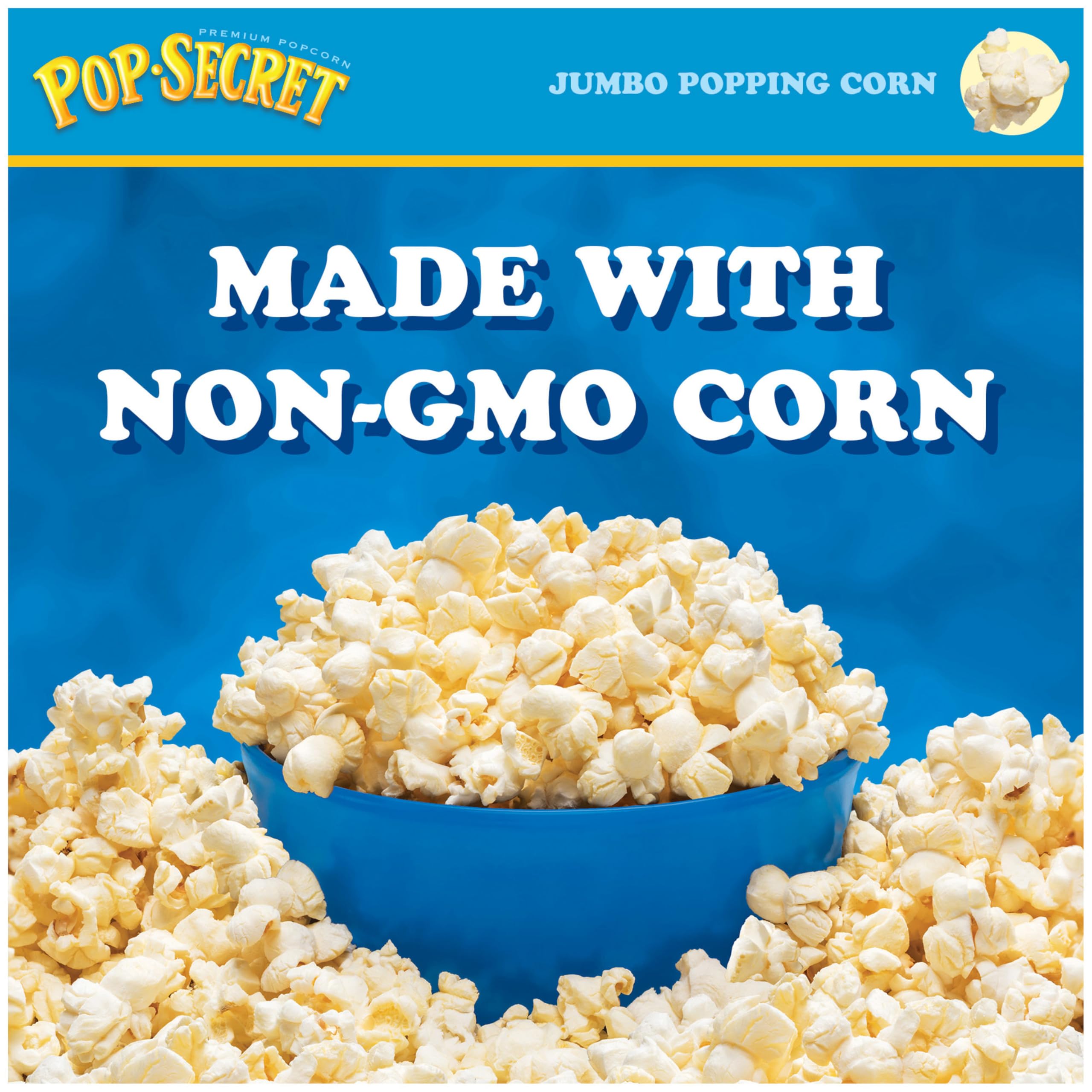 Pop Secret jar cap used as 1/2-cup measure, convenient portion control benefit