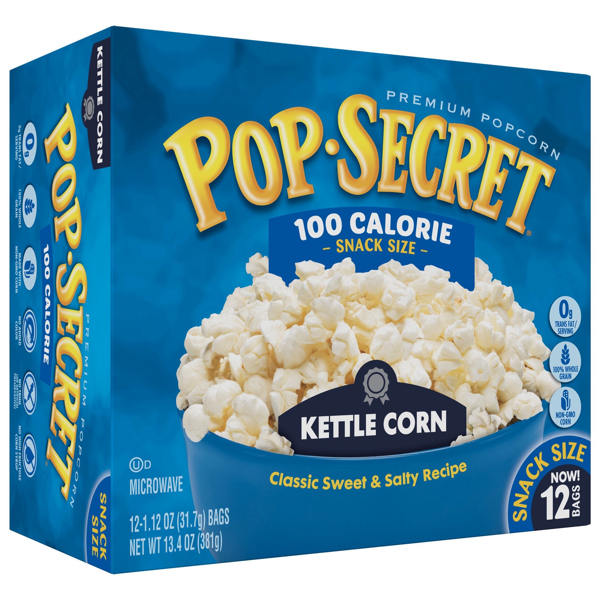 Pop Secret bag inside microwave illustrating fast, easy popping convenience