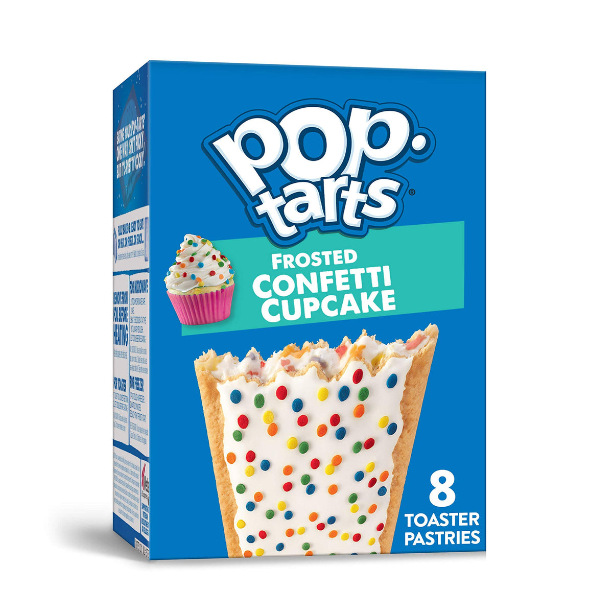 Pop-Tarts front packaging showing Frosted Confetti Cupcake, inviting taste