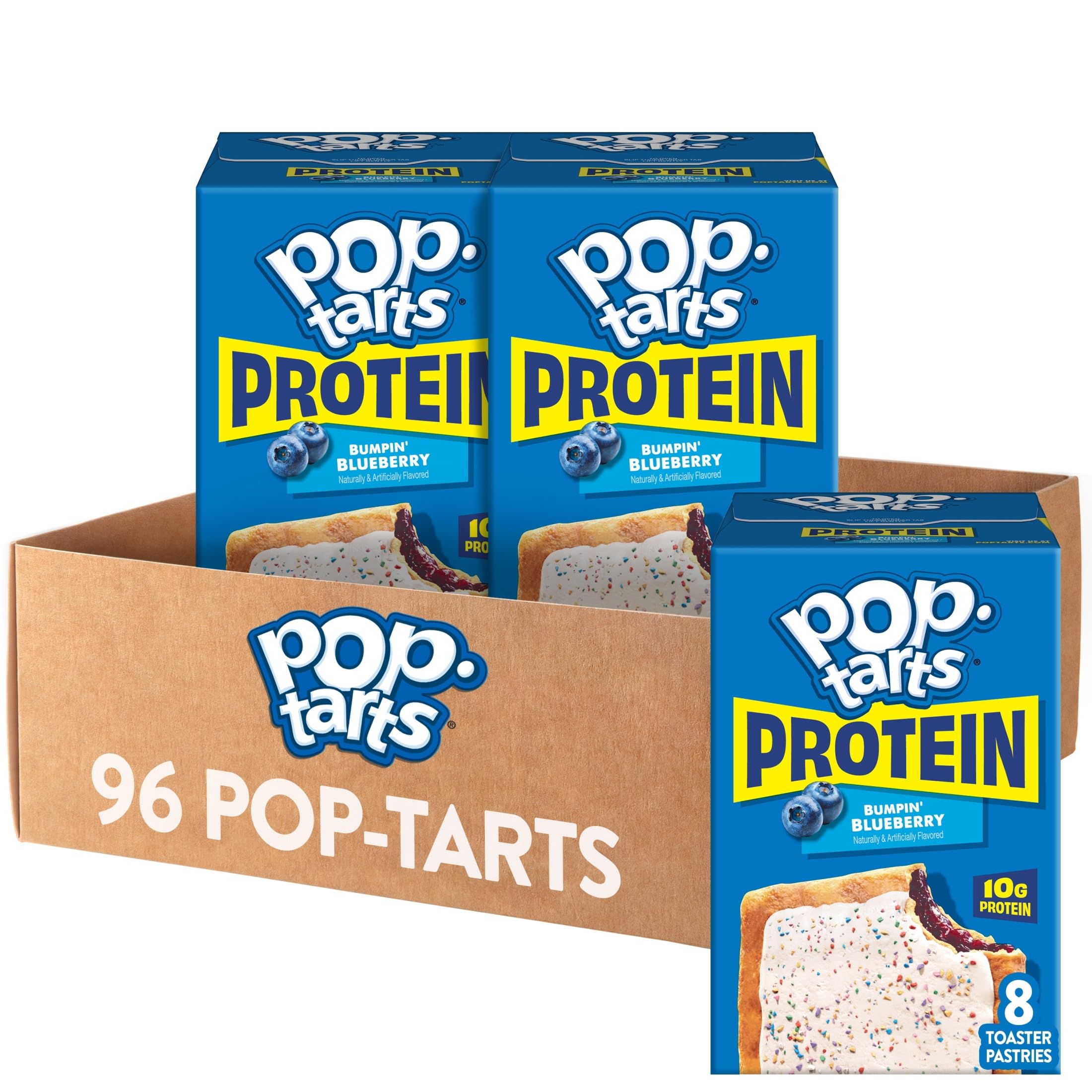 Pop-Tarts protein bumpin' blueberry front packaging showing box and branding for easy identification