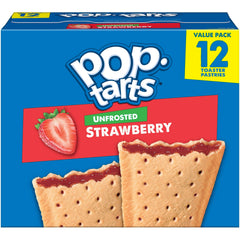 Pop-Tarts front box showing Unfrosted Strawberry flavor convenience