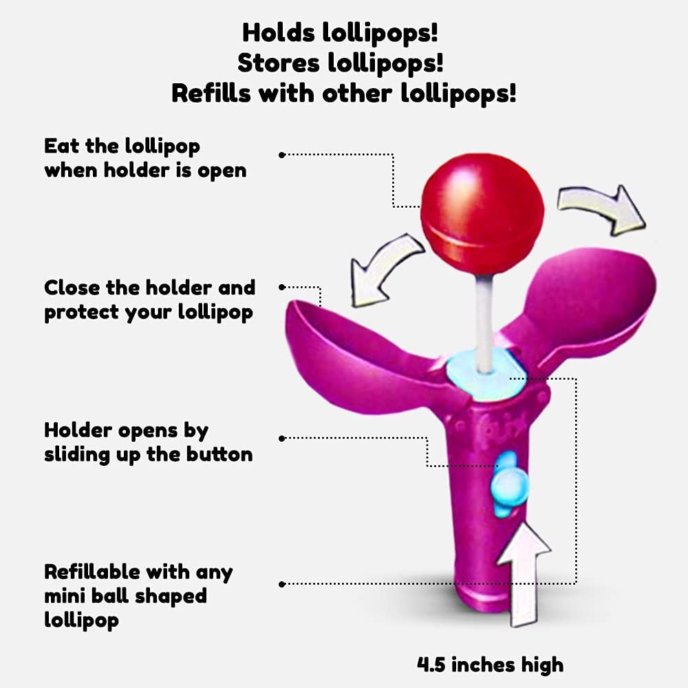 POP UPS! baseball holder with lollipop inside illustrating mess-free candy