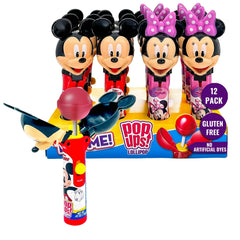 POP UPS! LOLLIPOP front packaging showing mixed Minnie and Mickey holders and benefit of ready-to-gift