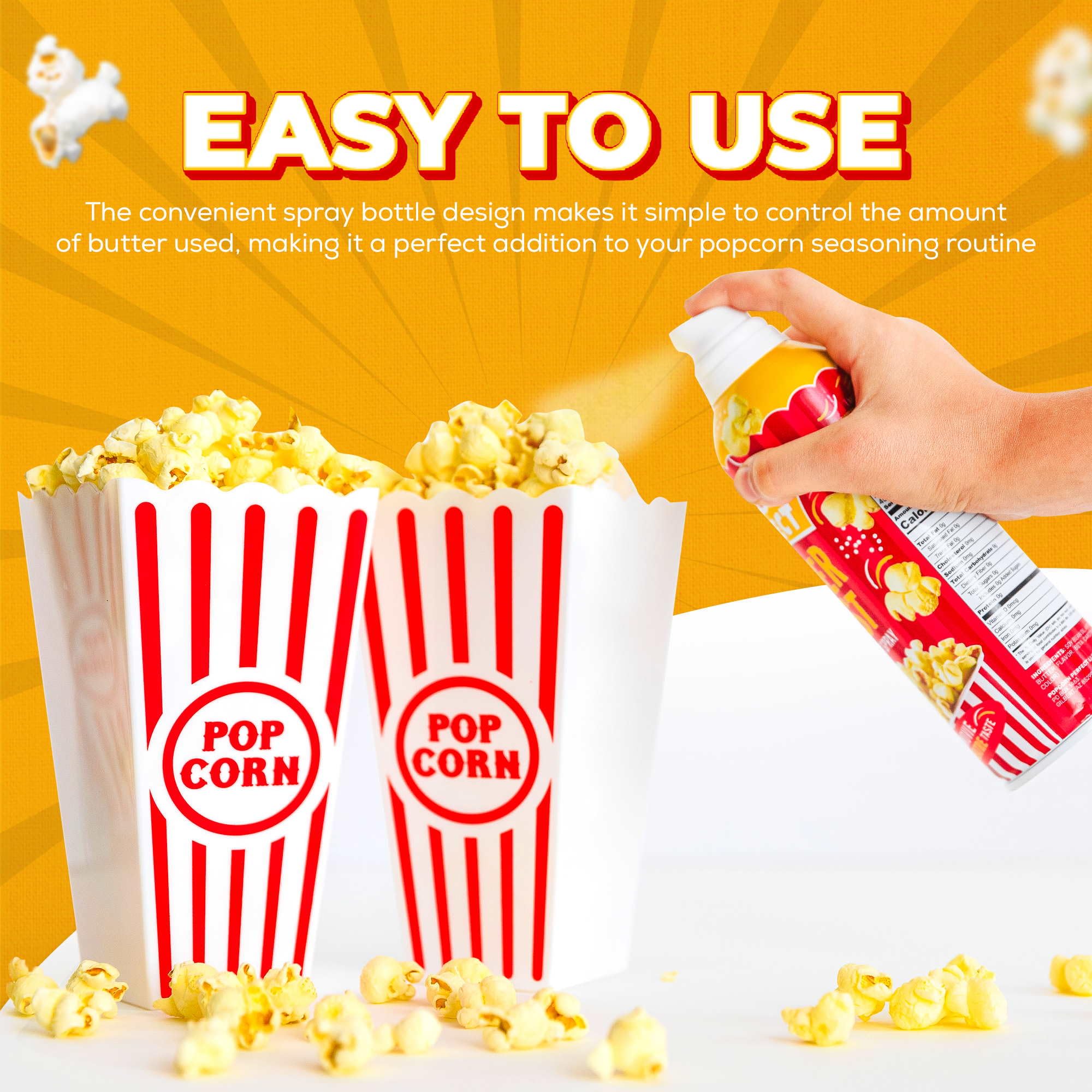 Popcorn Perfect sprayed onto corn on the cob adding buttery taste benefit