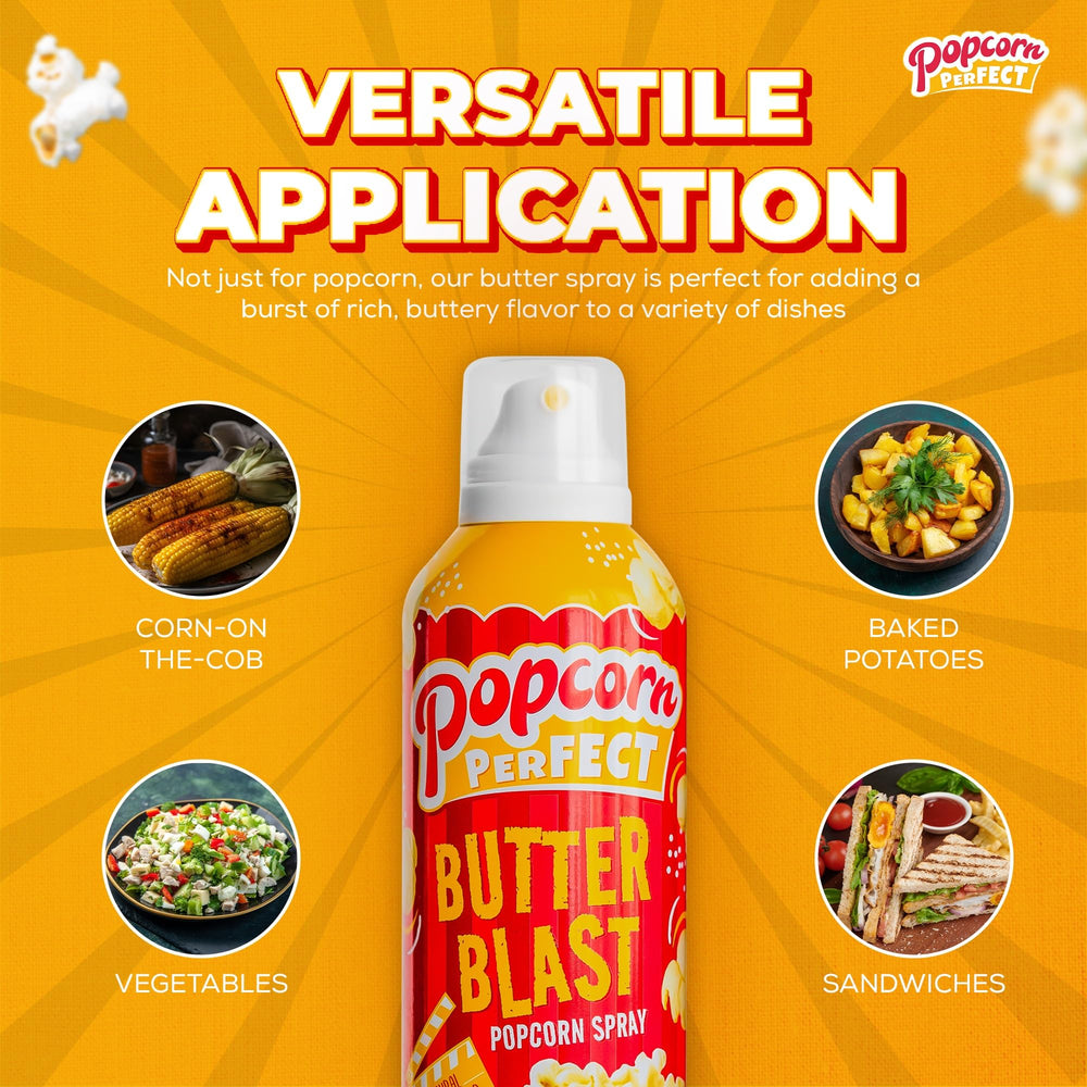 Popcorn Perfect bottle held in hand showing scale and portable convenience benefit