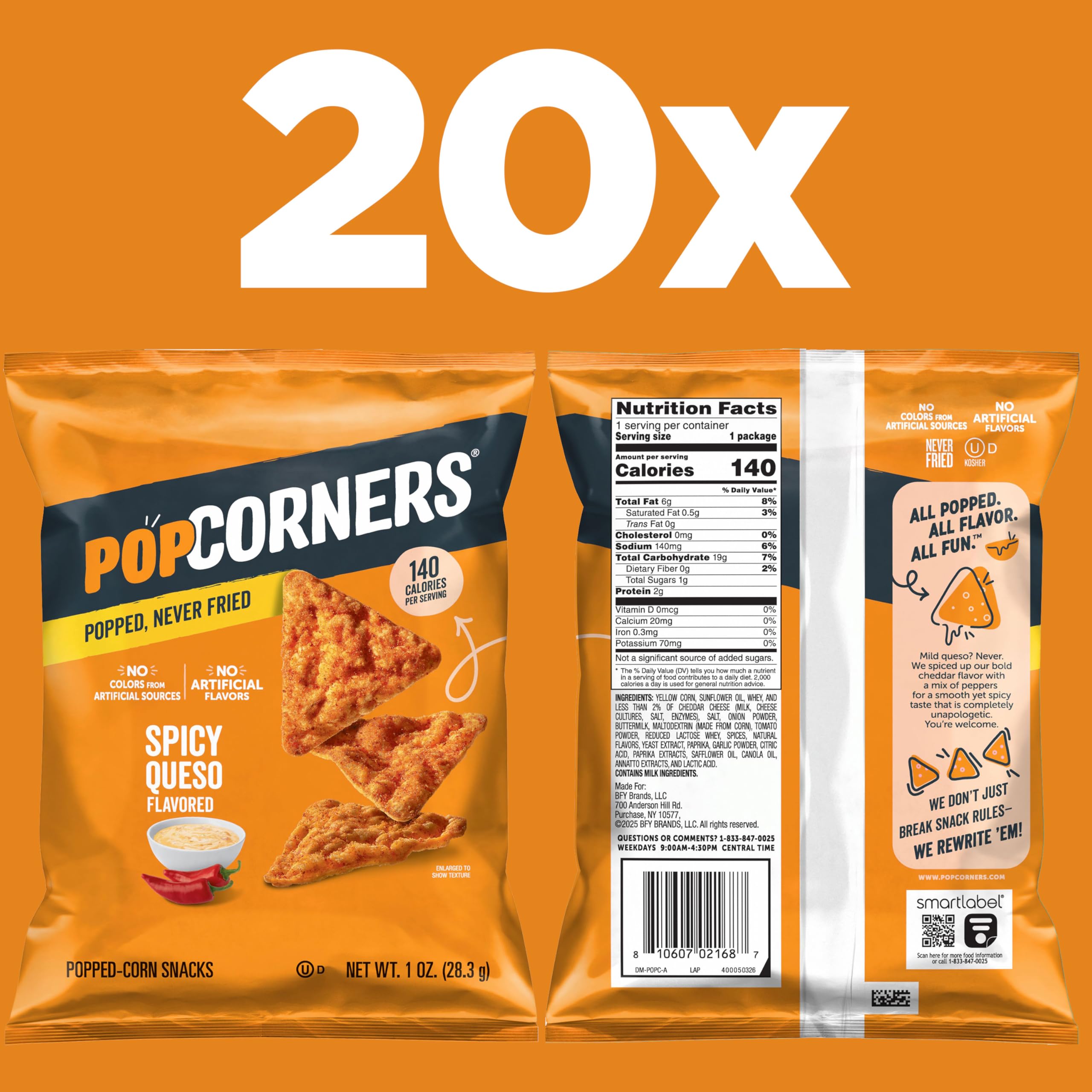 PopCorners open bag with popped chips visible, convenient single-serve benefit