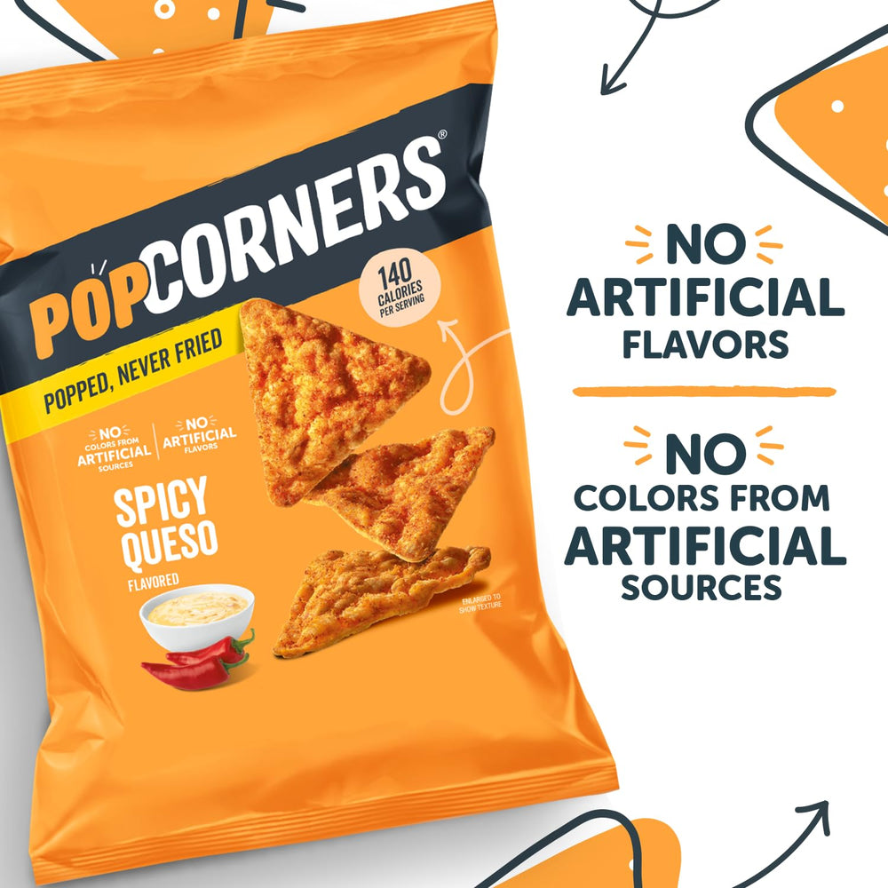 PopCorners single 1oz packet next to a hand showing compact travel size