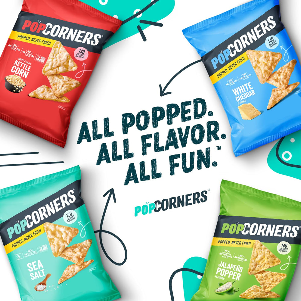 PopCorners size comparison with hand showing single-serve portion control and portability