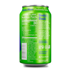 poppi Alpine Blast can close-up displaying label and nutrition facts for informed choice