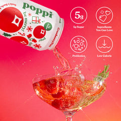 poppi cranberry fizz can in hand for scale and convenience highlighting single-serve portability