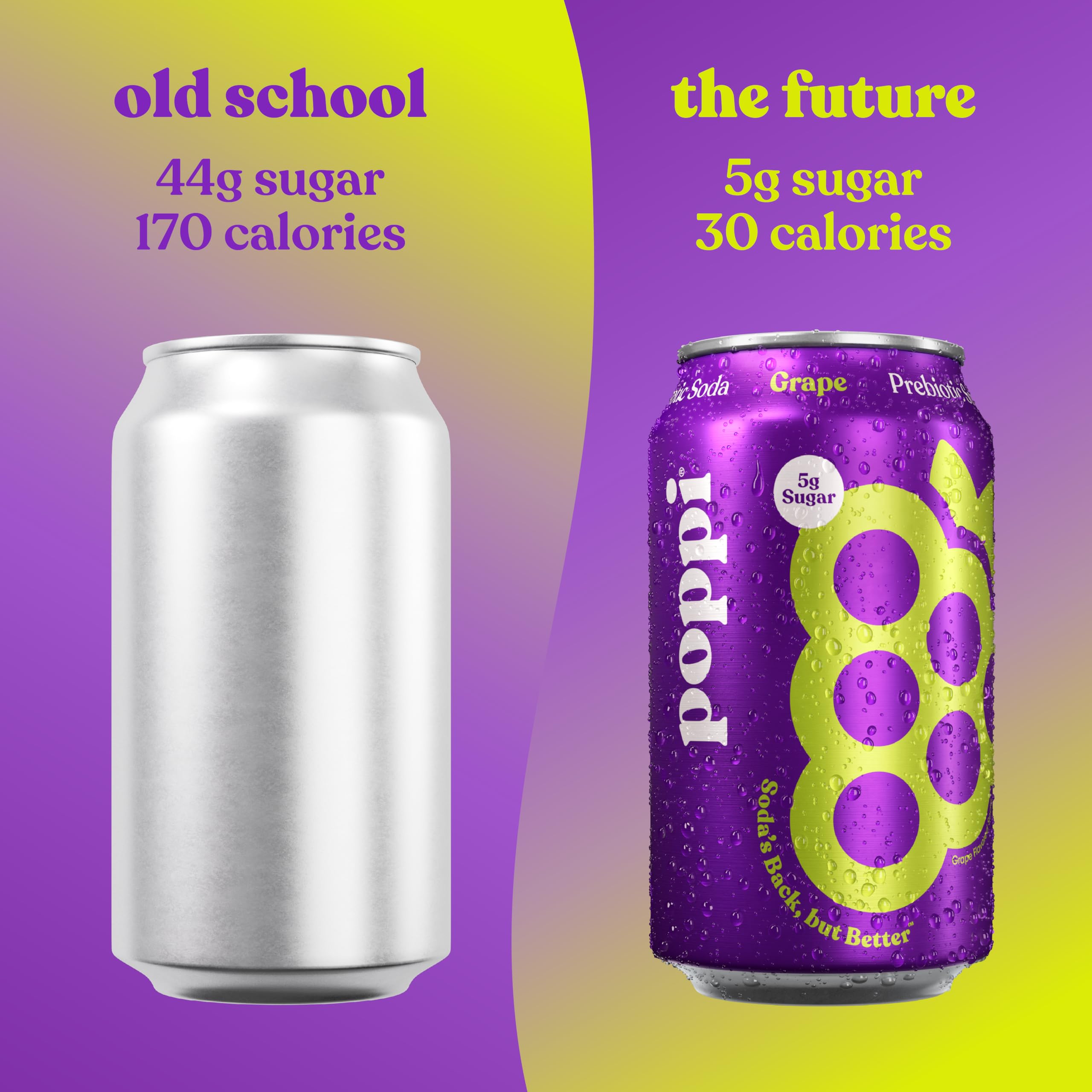 poppi grape lifestyle kitchen display with glasses showing social refreshment